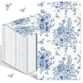 14.345 Ianfeph Ia-10 100pcs Blue Floral Napkins Disposable Hand 14.825 X Inches