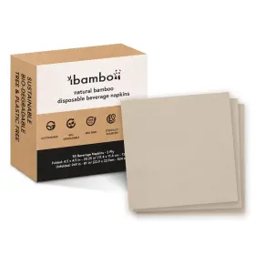Ibambo 850040038293 50 Pack 100% Bamboo Cocktail Napkins - 2-ply Fsc Certified Beverage