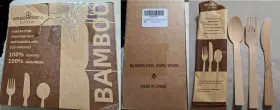 Bk-100fsk Ibambo Greememo Bamboo Utensils Set - 50 Forks Spoon And Knife Disposable Or Reusable