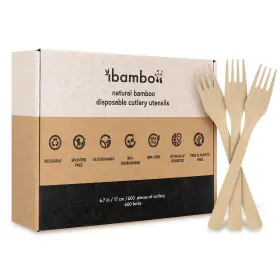 Bk-600f Ibambo 100% Bamboo Forks Set - 600 Biodegradable Utensils Reusable Or