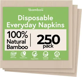 Bk-65250 Ibambo Everyday 100% Bamboo Compostable Napkins 250 Light Brown