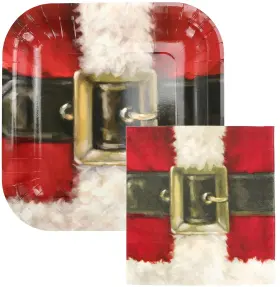 Iconikal 647929328442 100piece Paper Dinner Christmas Party Pack Santas Belt Buckle 40 Plates A
