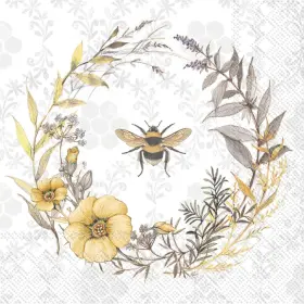 Ideal Home Range 445021288298 Bee Wildflower Wreath Party Cocktail Napkins - 40 Count 2 Packs Of 20ct 5 X