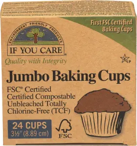 64339 If You Care Unbleached Cupcake Liner Baking Cups - 24 Pack Of Jumbo Natural