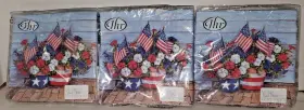 584300 Ihr Lot Of 3 Pkgs Patriotic Petunias 3-ply Paper Cocktail Beverage Napkins 5 Inch X