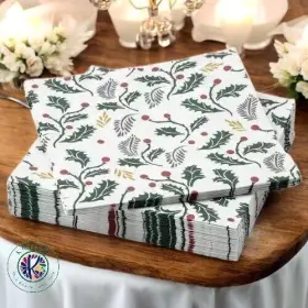 905.559.48 Ikea Vinterfint Paper Napkins Christmas Leaf Pattern 13x13 Inch White/pack Of 60