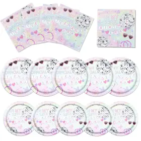 Jingsong-26 Iluiggw 13th Birthday Tableware 60pcs Iridescent Teenage Era Plates Officially