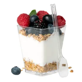 Ilyapa 039154287443 5oz Plastic Dessert Cups - 20 Pack Mini With Spoons Clear Reus