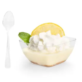 Ilyapa 840013406501 2oz Plastic Dessert Cups - 100 Pack Mini With Spoons Clear Reu