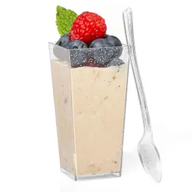 Il-dc3-sil100g Ilyapa 100 Mini Plastic Dessert Cups With Spoons 3oz Silver Glitter Shooters