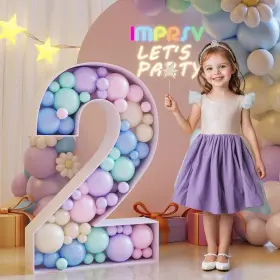 B0c4yhn347 Imprsv 3ft Balloon Mosaic Number Frame Marquee - First Birthday Anniversary