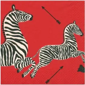 12180b Inc. Entertaining With Cocktail Napkins Zebras Red Box Of 40