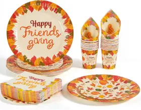 15104 Inc 125 Pcs Thanksgiving Disposable Paper Plates And Napkins Sets Fall Harvest Than