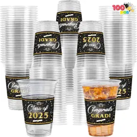 15512  Inc. 100 Pcs 16oz Graduation Cups Disposable Plastic Tableware Set For School Partie
