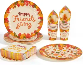 Inc 313091441486 120 Pcs Thanksgiving Disposable Dinnerware Dinner Plate Paper Plat