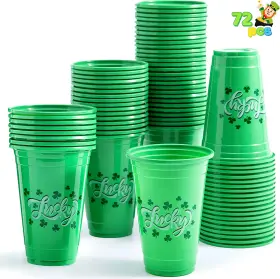 Inc. 705353061462 72 Pcs St.patrick S Day 16 Oz Cups Green Disposable Plastic Lucky Clover F