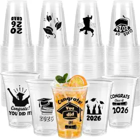 Joy-bu2-15511  Inc. 24 Pcs 16oz Graduation Party Plastic Cups Black Decorations Class