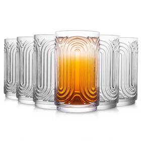 Insetlan 705509964944 Set Of 6 Vintage Glassware - 14 Oz Water Drinking 14oz Transparent