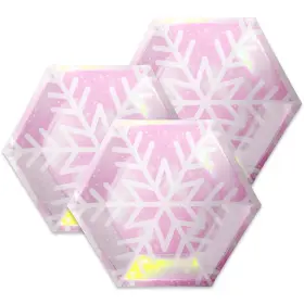 Pm39 Ipalmay Wonderland Snowflake Plates Serves 24 Disposable Iridescent Pink Blue Party Pape
