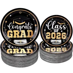 Dnn-irenare-1483 Irenare 200 Pcs Graduation Paper Plate Bulk 2026 Decoration Black Gold Cla Dnn-irenare-1483 Irenare 200 Pcs Graduation Paper Plate Bulk 2026 Decoration Black Gold Cla