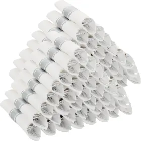 100-s Isfangco Ifc-4 100 Pack Pre Rolled Silver Plastic Silverware Set With Napkins Disposable Wra