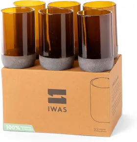 Kfa350 Iwas Upcycled Tall Auburn Drinking Glasses 350 Ml 12 Oz Brown