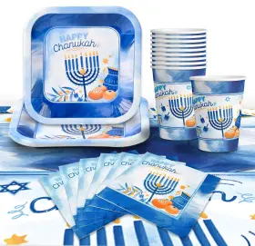 Izzy N Dizzy 706132783926 Hanukkah Plates And Napkins Set Party 7 Inch 9 Cups