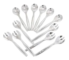 Ja Kitchens 601202916658 12 Heavy Duty Disposable Plastic Serving Utensils - Six Each 10 Inch Forks And