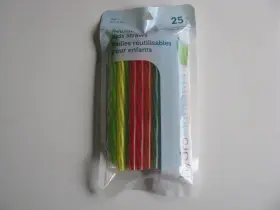 Jacent 637118111702 6 Inch Colorful Plastic Reusable Kids 24 Straws Plus Cleaning Brush Bpa Free