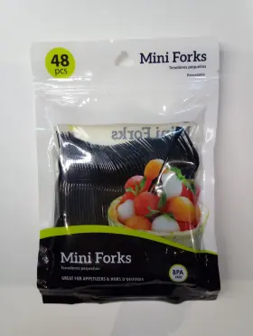 637430a-200720 Jacent 48 Count Black Mini Appetizer Forks 1-pack