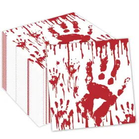Mm187-zj Jajajuegos 40pcs Halloween Party Napkins With Spooky Bloody Handprint Design - Perfect F