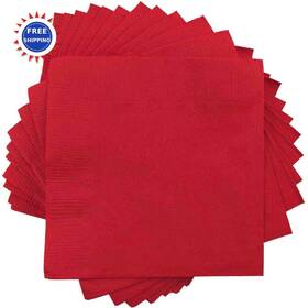 Jam Paper 5255620729 Beverage Napkins 5 X Inch Pack Of 50 Red Small