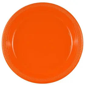 Jam Paper 842497102863 Round Plastic Party Plates Large 10 1/4 Inch Orange 20/pack