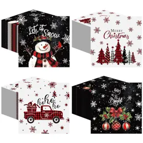 Keo-janlaugh-dghh9587 Janlaugh 200 Pcs Christmas Paper Napkins Disposable Snowman Cocktail