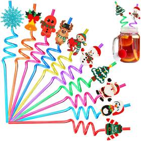 Janyun 168-5069 Christmas Straws 20 Pcs Reusable Plastic One Size Multicolor