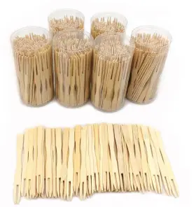 Japanbargain 719363559550 600 Pcs Mini Bamboo Fruit Fork Food Appetizer Cocktail Dessert Picks 4111x6