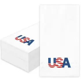 J6548 Jar Thena Amcs 50pcs Patriotic Guest Napkins 4th Of July Usa Disposable Paper American