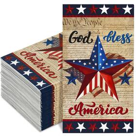 Jarthenaamcs J0571 80 Sheet Independence Day Vintage Guest Napkins Patriotic American Flag Star