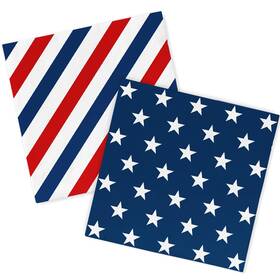 Jarthenaamcs J10287 50 Pcs Patriotic Paper Napkin Disposable Luncheon Napkins Red Blue Star Stripe