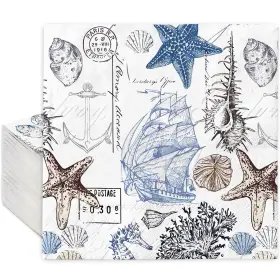 J1492 Jarthenaamcs 100pcs Ocean Disposable Paper 6.5 X Inch White Blue