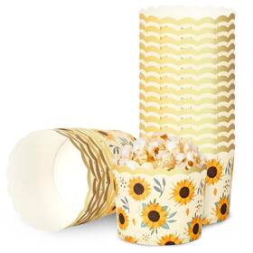Jarthenaamcs J2027 100pcs Sunflower Paper Baking Cups With Scalloped 2.4 Inches