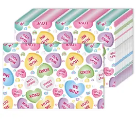 J5350 Jarthenaamcs Valentines Day Paper Placemat Conversation Heart Dining Table Mat Colorful Disp