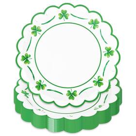 Jarthenaamcs J9414 50 Pcs St. Patricks Day Paper Plates Scalloped 9 In Green