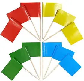 Jbcd 737311765211 200 Pcs Pure Flags Toothpicks 4 Soild Color Cupcake Red Blue Yellow And Green