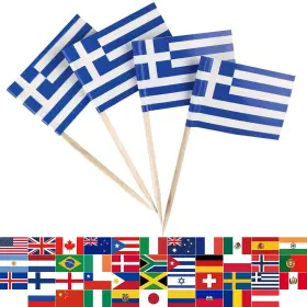 Jbcd 746362240868 Greece Toothpick Flag Greek Mini Small Cupcake Topper Flags 100pcs