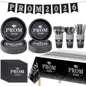 Jectivs J20504 355 Pcs Prom Send Off 2026 Plates And 7 Inches 9 Black/silver