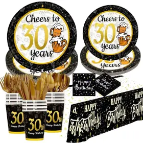Jenlion 750739614596 30th Birthday Decorations For Him Her Total 169pcs Black Gold Supplie