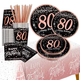 Jenlion 750739614862 80th Birthday Decorations For Women Total 121pcs Rose Gold Supplies P