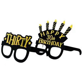 Jenlion 783907788522 30th Birthday Decorations Party Glasses - Thirty Masks Black Gold