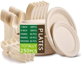 Jeopace 703556610159 Heavy Duty Paper Plates Set For Dinnerdisposable Eco Friendlysu